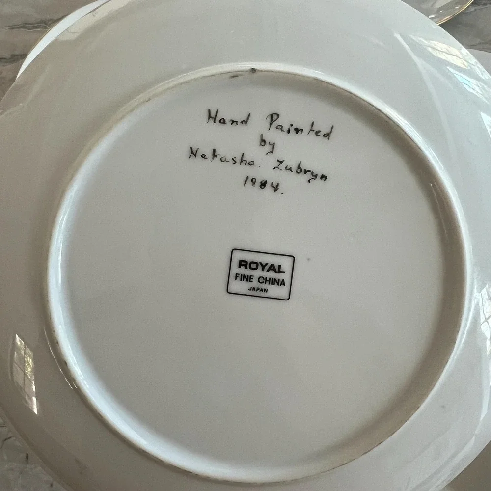 Set of‎ 3 dessert plate, cups & saucers plus bonus- hand painted Poppy in Japan